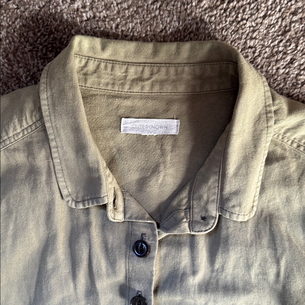 Outerknown SEA Olive Green Organic Cotton Limen‎ Jumpsuit Romper M - Picture 10 of 12